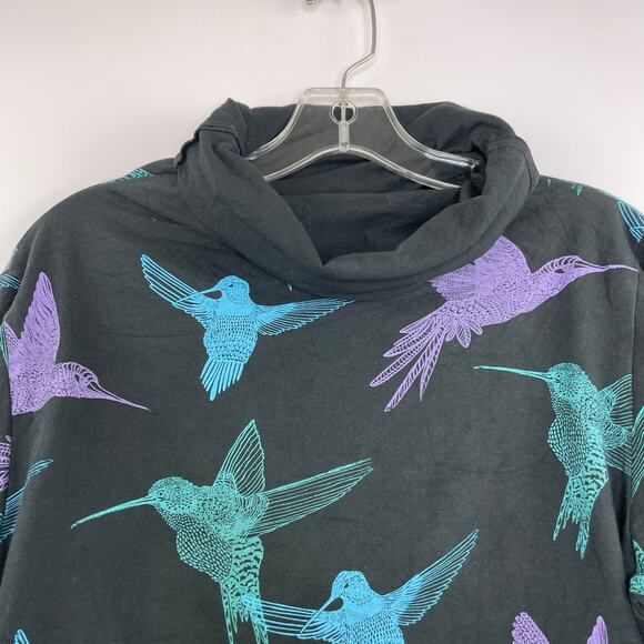 Garrapata Textile Hummingbird Cowl Turtleneck Top Medium long sleeve pockets - Picture 5 of 12